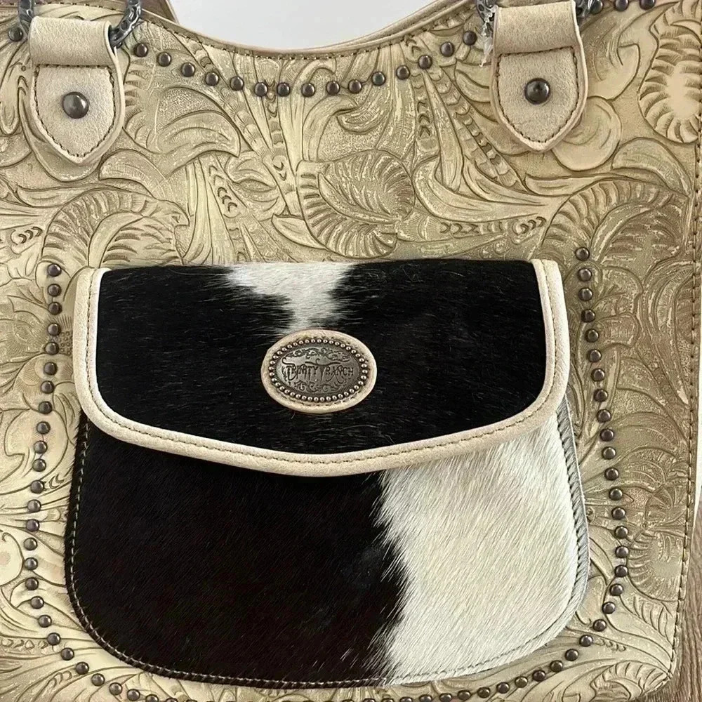 Montana West Trinity Ranch cowhide Leather Concealed Carry Tote NWT - Picture 6 of 17